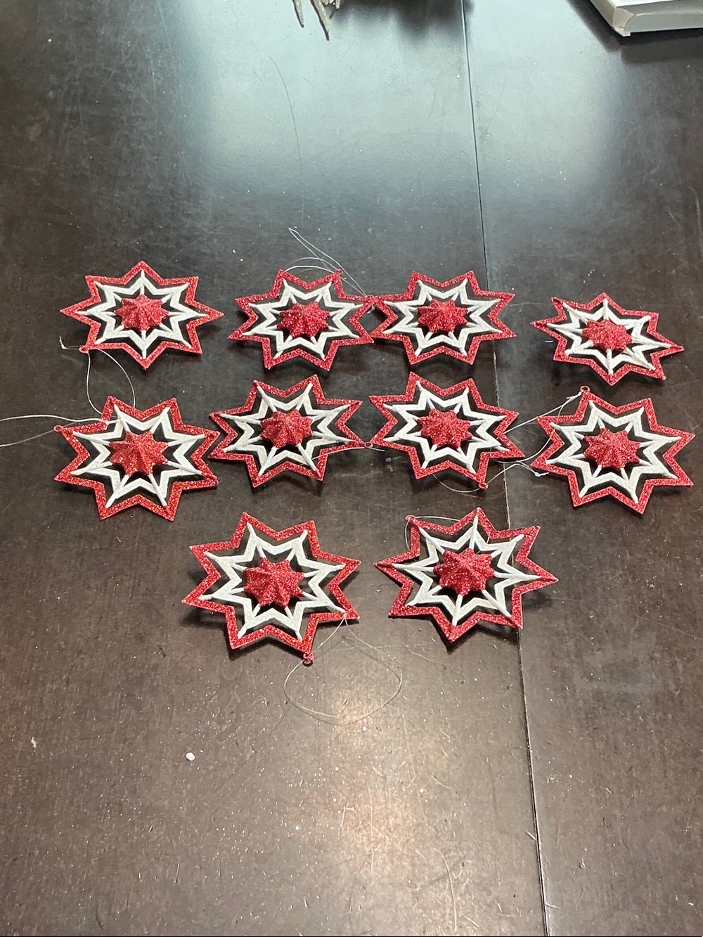 Crate&Barrel Red and White Star Ornaments - set of 10